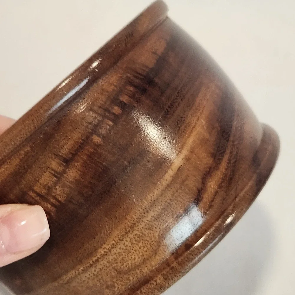 Hand Crafted Lidded Wood Bowl with Finial on Top Trinket‎ Bowl Engraved 